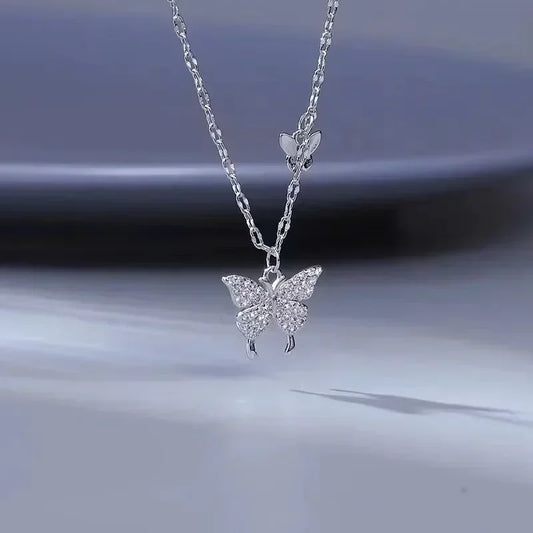Crystal Butterfly Necklace – 925 Sterling Silver